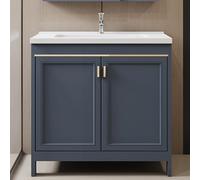 Mobile lavabo bagno con lavandino in ceramica, Mobile Bagno A Terra con Rubinetto Dell'Acqua Calda e Fredda, Armadietto Autoportante per Soggiorno, Cucina, Ufficio, Armadio(80cm/31.5in)