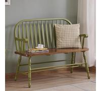 HARELA Panca per Scarpe in Legno massello, Panca moderna e minimalista, Scarpiera con Seduta, per camera da letto, soggiorno, corridoio, soggiorno, bagno(Green)