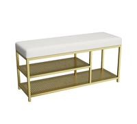 HARELA Panche contenitore Panca per scarpe, Panca Scarpiera con Cuscino Confortevole, Metallo Scarpiera Ingresso con Seduta, per Soggiorno Corridoio Camera da Letto(White,120cm/47.2in)