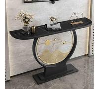 HARELA Tavolino Stretto per Ingresso, Tavolo Consolle d'ingresso con base cerchio, Tavolino da Corridoio Tavolo da divano(Black,80cm/31.5in)
