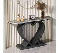 HARELA Tavolo Consolle ingresso Marmo Moderno con base in metallo a forma di cuore, Tavolino da ingresso Consolle alto e stretto per Corridoio, Soggiorno, Camera Da Letto(Black B,120cm/47.2in)