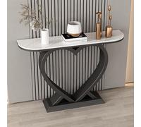 HARELA Tavolo Consolle ingresso Marmo Moderno con base in metallo a forma di cuore, Tavolino da ingresso Consolle alto e stretto per Corridoio, Soggiorno, Camera Da Letto(Black A,120cm/47.2in)