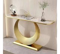 HARELA Tavolo Consolle Ingresso Tavolo da Divano, tavolo d'ingresso con base cerchio, Struttura Stabile in Acciaio, per Ingresso, Soggiorno, Corridoio(Beige B,120cm/47.2in)