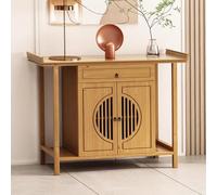 HARELA Tavolo da meditazione altare con contenitore, Altare Meditazione Altare da Tavolo per Meditazione Personale, per defunto/buddista/casa del tè/Spazio spirituale(Bamboo color,100cm/39.4in)