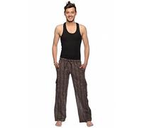 Harem Aladin Pantaloni Pants Sarouel Cavallo Baggy Hippie Hip Hop Stile Unisex Uomo Cotone Sportiva per Jogging Danza Fitness, passeggiando Molte Varianti Happening Color Marrone, Dimensione XXL