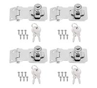 Harewtwy 4 Serrature con Chiave un Chiave Hasp da 2,5 Pollici con Manopola un Torsione con Chiave un Chiave, Chiavistelli di Sicurezza nel Metallo con Chiavi Diverse