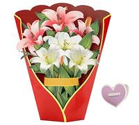 Harewtwy Biglietti -Up di Carta, Bouquet di Fiori di Gigli Biglietti D'Auguri -Up 3D per Mamma Biglietti D'Auguri per la Festa Della Mamma Tutte le Occasioni