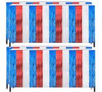 Harewtwy Pacchetto da 4 Gonne di Tavolo di Tinsel Pecorazioni del 4 Luglio Rosso e Blu Patriottico