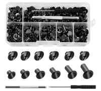 Harewtwy Rivet A Vite per Cuoio Fai-Da-Te, M5 X 4/5/6/8/10/12mm Kit Assortito di Rivestimenti per Book, di Rilegatura con Cacciavite A Punzone