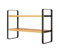 Harewtwy Scaffale per Organizzatore Desktop In Legno A 2 Livelli Multiplo per Home Office, Piccola Scrivania di Computer Portacavoca di Archiviazione Nero+Colore di Tronchi