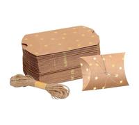 Harewtwy Scatole di Cioccolatini di Carta Scatola Vuota per Imballaggio di Caramelle di Carta A Forma di Cuscino Modello con Stelle Dorate Piccola Scatola di Biscotti Fatti A Mano