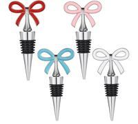 Harewtwy Set di 4 Tappi per Vino, Tappi Riutilizzabili per Bottiglie Sottovuoto con Guarnizione In Silicone per Feste, Donne, Regalo, Natalizio
