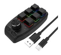 Harewtwy Tastiera con Manopola Macro di Programmazione Personalizzata USB 6 Copia Incolla Mini Pulsante per Tastiera Meccanica da Gioco Photoshop Nera