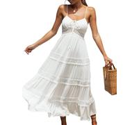 Harewtwy Vestito Lungo da in Pizzo all'Uncinetto Stile Boho, con Spalline Sottili, per Le Vacanze Estive S