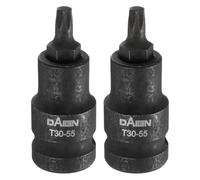 HARFINGTON Set di 2 punte Torx T30 da 55 mm di lunghezza 1/2" con attacco quadrato a stella a 6 punti di estensione a percussione, set di punte in acciaio S2, colore nero