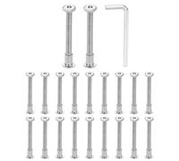 HARFINGTON Set di 20 bulloni esagonali M6 x 60 mm e dadi M6 x 12 mm con chiave esagonale M4, bulloni e viti per cintura svasata per mobili, argento