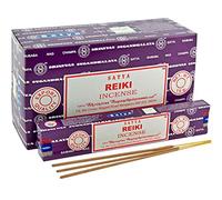 Hari Deals Satya - Bastoncini di incenso profumati, legno di sandalo, lavanda, campione, muschio, vibrazioni positive, Namaste, Nag Champa, Reiki, rosa, 6 confezioni (Reiki)