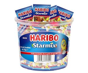 Haribo Barattolo Starmix, 40 Mini Bustine Haribo da 25gr, Caramelle Gommose, Gusto Frutta e Cola, Ideali per Feste e Compleanni, Monoporzione - 1000gr