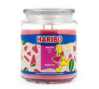 Haribo Grande candela profumata in barattolo con coperchio | Melon Mix 510 g | Candela profumata fruttata | 2 stoppini | Durata fino a 100 ore | Idea regalo per donne | Profumo fruttato per ambienti