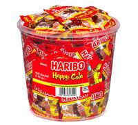 Mini sacchetti Haribo Happy Cola, scatola rotonda, 300 pezzi (3 x 980 g)