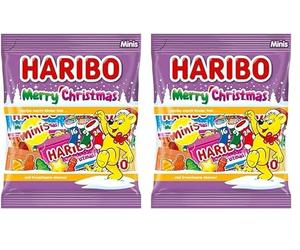 Haribo Merry Christmas | Caramelle Gommose al Gusto Frutta, 24 Mini Bustine a Tema Natale, Ideali come Regalo di Natale, 250gr (Confezione da 2)
