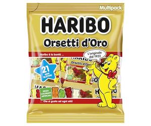 Haribo Orsetti D'Oro Multipack, 21 Mini Bustine Da 12gr, Caramelle Gommose, Gusto Frutta, Ideali Per Una Festa Di Compleanno - 250gr