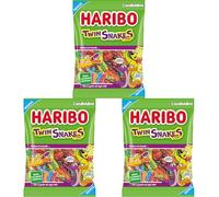Haribo Twin Snakes, Caramelle Gommose Sweet e Sour, Gusto Frutta, Ideali per Feste e Dolci Momenti di Relax - 160gr (Confezione da 3)