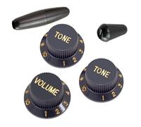 Harilla 3 Pezzi Chitarra Singola Maniglia ROCKER Manopole per Chitarra Elettrica Parti Strumento Musicale Kit di Accessori per Chitarra Manopola di Controllo, nero e oro