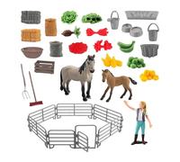 Harilla 32 Pezzi Cavalli Set Giocattolo Equestre con Personaggio Recinto Accessori in PVC per Bambini Ragazzi Ragazze Regali Gioco di Ruolo Fattoria Ed, 10209
