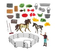 Harilla 32 Pezzi Cavalli Set Giocattolo Equestre con Personaggio Recinto Accessori in PVC per Bambini Ragazzi Ragazze Regali Gioco di Ruolo Fattoria Ed, 10206