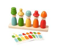 Harilla Bambola Educativa per Bambini Gioco di Abbinamento Ordinamento con Pedine E Carte Immagine in Legno Massello per Riconoscimento Colori Coordinazione Manuale Adatta a Asilo Casa Aula