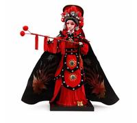 Harilla Bambola Opera Cinese Statuetta Figurina Scultura con Costume Classico a Strati E Decorazioni Floreali in Resina Seta Metallo Base Nera Stabile Adatta, Hua Mulan