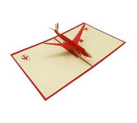 Harilla Biglietto Auguri 3D Aeroplano Cartoncino Scultura Carta Modello Aereo Artigianato Carta per Messaggi Personali Adatto a Viaggiatori Lauree Co, Rosso