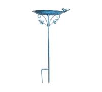 Harilla Bird Feeder Vaschetta per Uccelli Bagno in Metallo Supporto da Giardino Antiruggine Ornamento per Prato Adatto per Cortile Giardino Patio Esterno, Blu