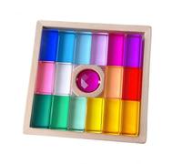 Harilla Blocchi da Costruzione per Bambini Set Creativo di Costruzione Puzzle Impilabile Cornice in Faggio E Inserti Acrilici Traslucidi Supporta Gioco