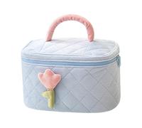 Harilla Borsa da viaggio per il trucco, graziosa custodia per cosmetici in velluto a coste per ragazze adolescenti, regalo per sorelle, Blu