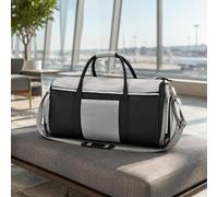 Harilla Borsa da Viaggio Uomo Borsone Palestra Sacca Sportiva Valigia Morbida con Compartimenti Separati in Tessuto Oxford con Manici E Tracolla per Trasporto, Grigio, Grigio Pellicola In Pelle, L