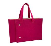 Harilla Borsa per la feltro, borsa portaoggetti divisa, leggera, riutilizzabile, con manici, pieghevole, in feltro, per ufficio, spiaggia, scuola, Rosa