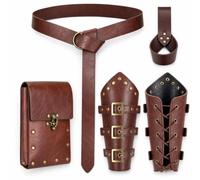 Harilla Bracciale da Cavaliere Medievale Set Accessori Cintura con Cerchio Tracolla Borsa Frontale Sacca Laccio Pannello Portabottiglia Parabraccia con Fori