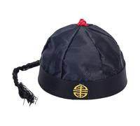 Harilla Cappello Orientale Cinese Puntelli per Spettacoli Teatrali Cappello Imperatore Qing Cappello per Costume da Festa per Costume da Festa a Tema, Nero