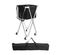 Harilla Carrello per Palline da Tennis, Porta Palline da Tennis Pieghevole con Ruote E Raccoglitore di Sacchetti, Carrello Didattico Sportivo per L'allena, Argento