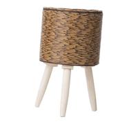 Harilla Cesta Fioriera con Supporto Portavaso da Pavimento Cesto Portafiori con Gambe in Legno Vaso Tressato in Imitazione Rattan Decorazione Unica Adatta per, caffè 33x16cm 3 Gambe
