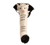 Harilla Coda di Tigre Bambini Accessorio Costume Travestimento Cosplay Prop Morbida con Dettagli Facciali Ricamati E Orecchie Nere Adatta per Spettacoli, Bianco, 45cm
