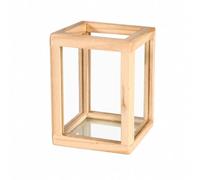Harilla Contenitore Rettangolare con Struttura in Legno e Pannelli in Durevole Organizer con Cornice Legno Ispirato Al Vintage, Legno Finestra Chiara, 8.7cmx8.7cmx11.6cm