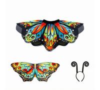 Harilla Costume da Flessibile, C110, Completo Da Tre Pezzi, Motivo Farfalla Multicolore Arancione E Turchese, Taglia Unica