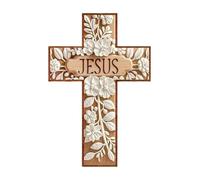 Harilla Croce Religiosa Decorativa Da Parete in Legno Acrilico con Motivo Floreale Pannello Murale Artistico per Soggiorno Camera Da Letto Funzione Sacra, Style C