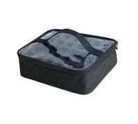Harilla Custodia per il trasporto dello smalto per unghie, custodia per il trucco da viaggio, portatile, con coperchio visibile, borsa cosmetica, Nero
