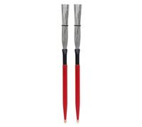 Harilla Drum Brush Bacchette con Spazzola di Filo Testa a Goccia Tradizionale Manico in Legno Combinazione per Sfumature Morbide E Attacchi Puliti Controllo, Rosso