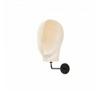 Harilla Espositore da Parete per Cappelli Testa Manichino Supporto Porta Cappelli Porta Parrucche Supporto Accessori Base Parete Rotonda Stabilità Sicura, 米色丝绒头+黑杆15cm, style to 2