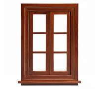 Harilla Finestra per Casa delle Bambole Finestra Miniatura Accessorio per Modellini Legno Massello con Battenti Apribili Sei Pannelli Adatta per Creazione di